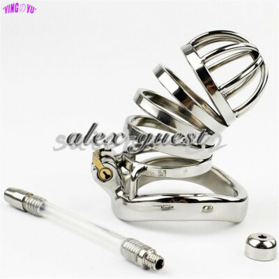 2021 New Stainless Steel Cage Lock Male Chastity Device Sounds tube Stealth