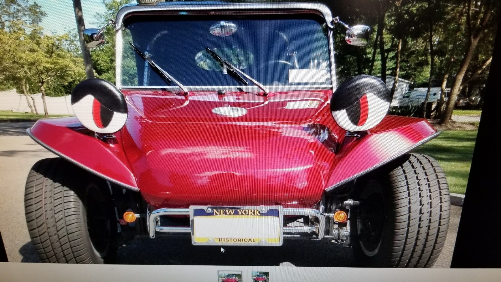 VW DUNE BUGGY MARINE VINYL HEADLIGHT COVERS BLACK/RED 7" PADDED INSERTS