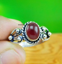 Anello regalo fatto a mano in argento sterling 925 con pietra preziosa granat...