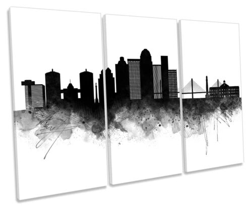 Louisville Abstract City Skyline Print TREBLE CANVAS WALL ART Picture Black - Picture 1 of 1