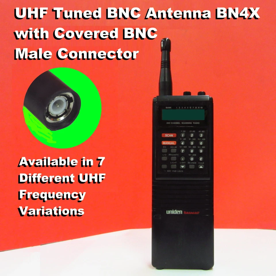 BN4X Sintonizado UHF BNC Stubby Antena 406-472 Ham Radio Heathkit Kenwood Maxon RCA Foto 3 de 4