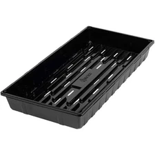 SUNPACK 10" x 20" Plastic Seed Starting Tray with Drainage Holes, Black, 2.5"