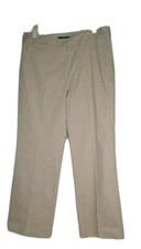 Talbots Womens Flat Front Heritage Pants Khaki Tan Cotton sz 14 MSRP 69.50 NEW