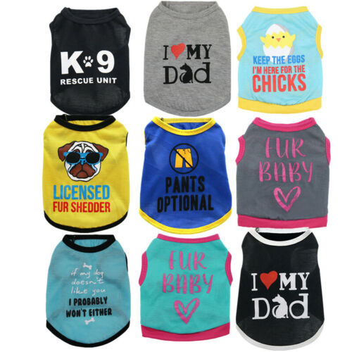 Wholesale 9 PCS Lot Dog Clothes Small Pet Tee Shirt Cat Puppy Clothing Size XS-M - Picture 1 of 16