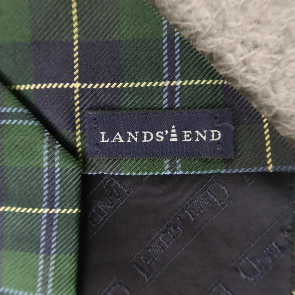 Reloj Lands End Tie Azul Verde Cuadros Tartán Negro 100% Seda EE. UU. 3.25" Foto 3 de 4