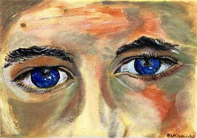 Acrylic Painting Titled Triptych Portrait Scene 2  150 x 210 mm B Ulikowska 2023