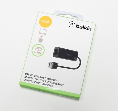 NEW Belkin USB to Ethernet Adapter 100bmps Data Speed Laptop/Broadband Modem