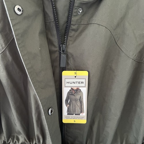 Hunter Womens Army Olive Green Water Wind Resistant Smock Rain Jacket Small New - Picture 12 of 17