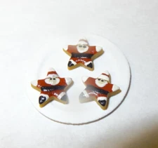 Miniature Christmas Santa Claus Star Cookies on a Plate for Dollhouse Bakery