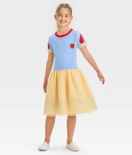 Snow White the Seven Dwarfs Disney Girls Cosplay Dress - Light Blue/Yellow