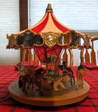 Hallmark Carousel Complete Set w/Tiger, Lion, Giraffe, Bear, Reindeer, Kangaroo