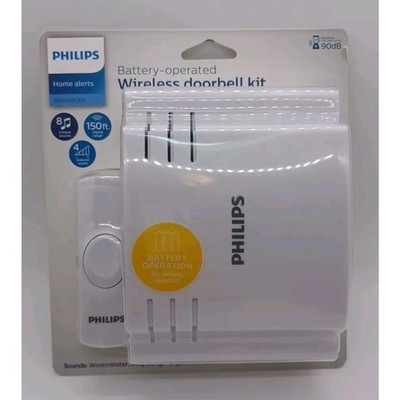 Philips Wireless Doorbell Kit - Chime & Push Button - 8 Sounds - NEW SEALED