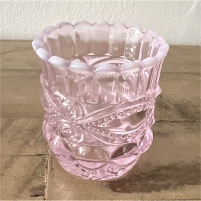 Mosser Pink Glass Candle Holder Scalloped or toothpick holder.  