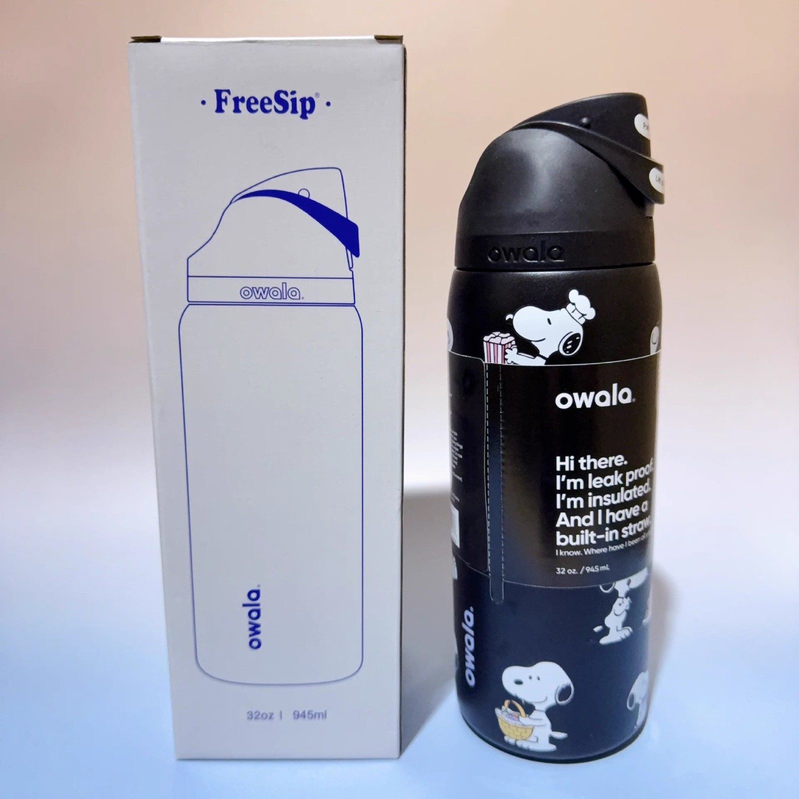 Owala Snoopy Stainless Steel Insulated Water Bottle Flip Loc