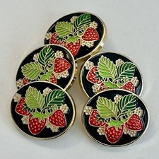 5 Metal Strawberry Shank Buttons 22mm 19mm Blazer Buttons Cardigan Buttons Fruit