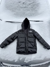 The North Face Girls XS 6 Black Hooded Puffer Jacket 600 Fill Down Full Zip