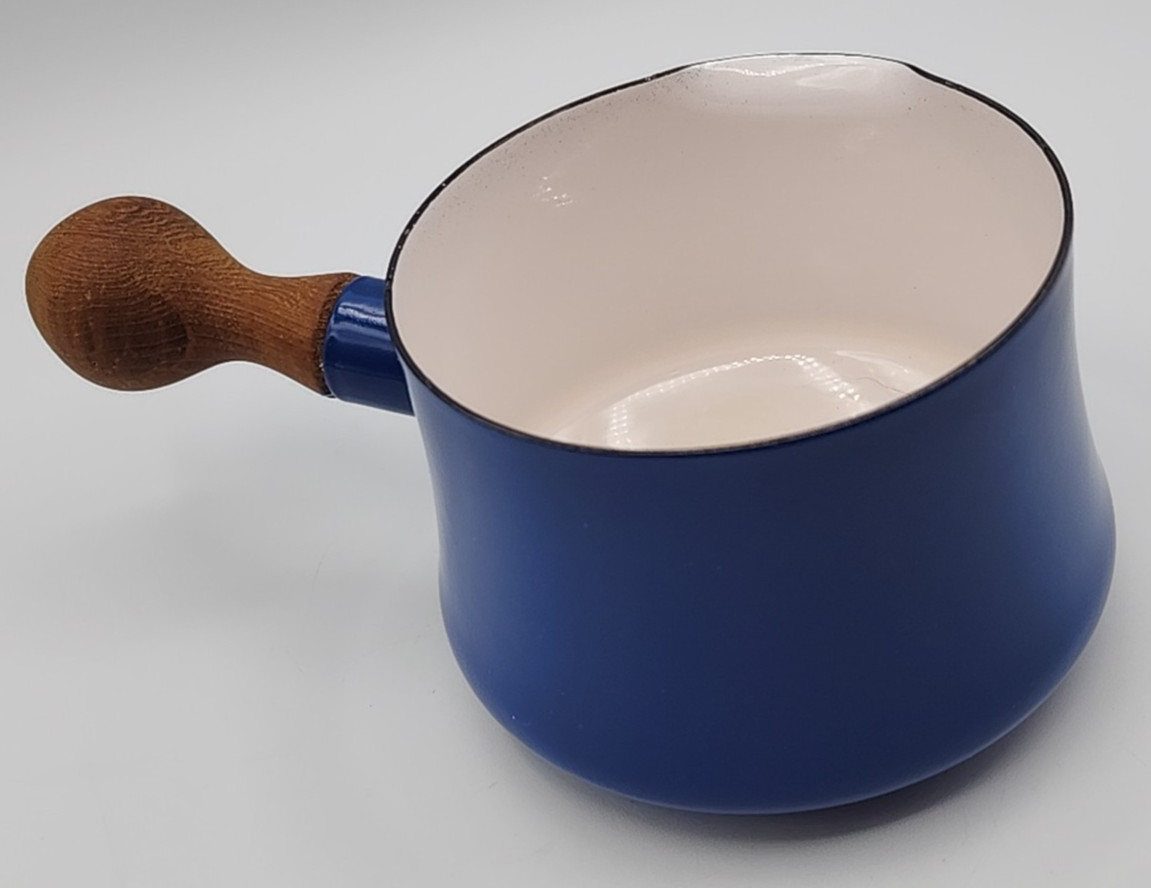 Dansk Kobenstyle Midnight Blue Butter Warmer 3 5/8" Tall Teak Handle