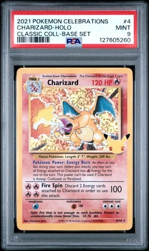 2021 POKEMON CELEBRATIONS CLASSIC COLL #4 CHARIZARD-HOLO PSA 9