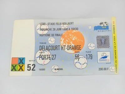 Billet - Football - France-Paraguay - Huitième de finale - Coupe du Monde 1998 - Photo 1/2