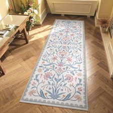 Lahome Boho Floral 2x6 Bathroom Runner Rugs Non Slip Washable, Grey/Beige