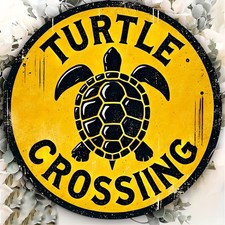 Turtle Crossing Vintage Foil Carving Tin Metal Signs Home D cor 8x8