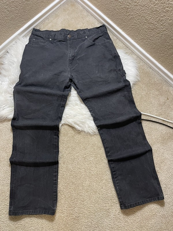 Dickies Jeans Mens 32x32 Black Carpenter Workwear Utility Pants Distressed Fade