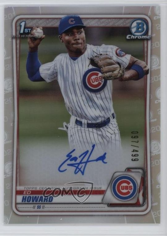 2020 Bowman Draft Chrome Picks Refractor /499 Ed Howard #CDA-EH Auto 11o2