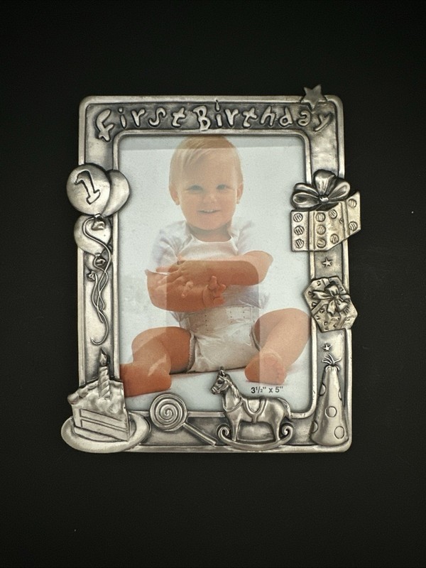 Ganz Pewter 1st First Birthday Hobby Horse Photo Frame 3 1/2 X 5 “ NIB