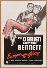 ESCAPE To GLORY 1940 GENUINE UN-CUT F+ PRESSBOOK PAT O'BRIEN CONSTANCE BENNETT