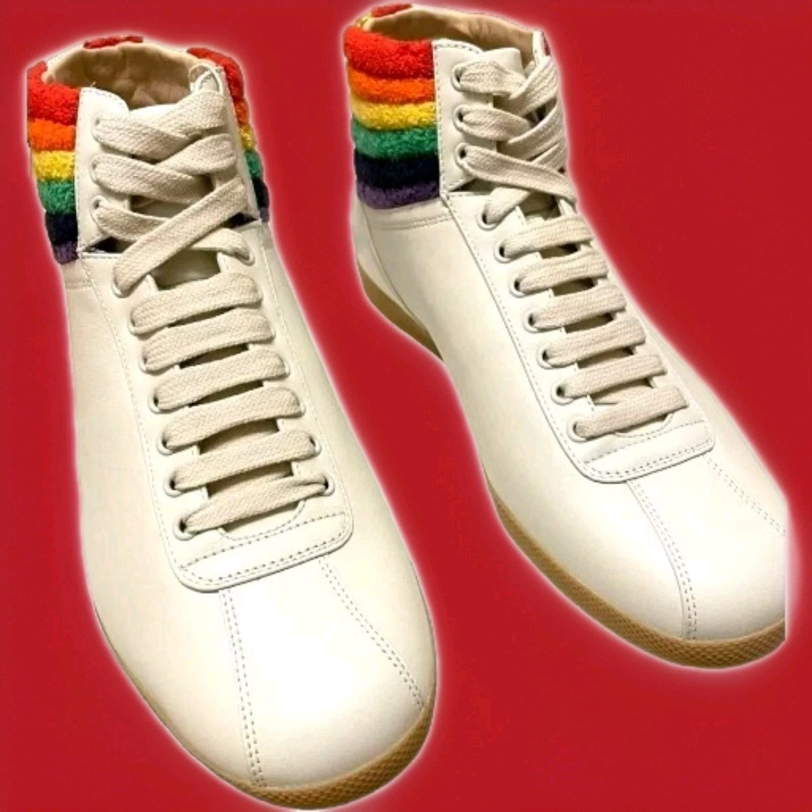 Baskets montantes Gucci Pride Bambi Rainbow pour hommes en cuir US 9 EU 42,5 AU 8,5