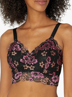 NWT Cosabella Savona Curvy Longline Bralette Virtual Pink Black Floral Lace Sz M