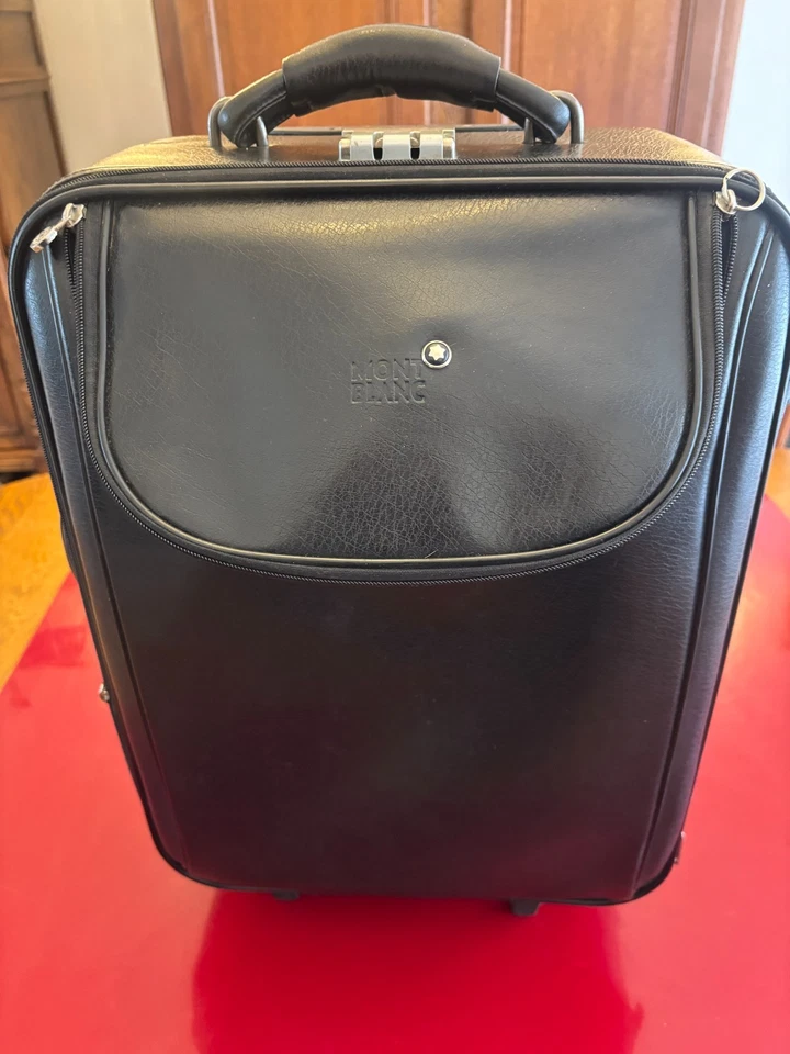Authentique vintage Superbe valise cabine Mont-Blanc Vintage en cuir véritable - Photo 1/4