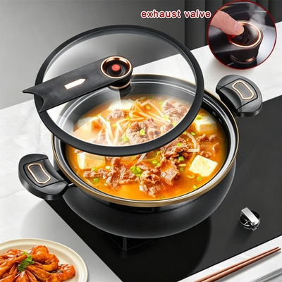 #ad #ad Micro Pressure Pot Non Stick 8 Quart Large Soup Pan Visible Cover amp; Lock Handles $39.99