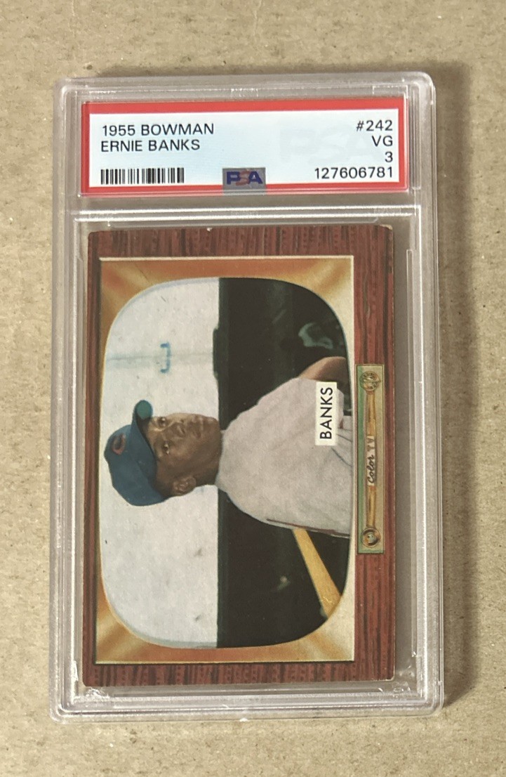 1955 Bowman Baseball Ernie Banks Chicago Cubs Card #242 PSA 3