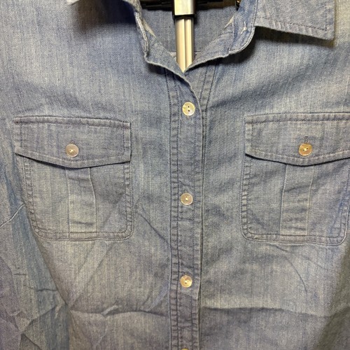 Camicia Vineyard Vines Dockman taglia 8 blu denim chambray bottoni yacht donna - Foto 4 di 9