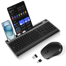 Wireless Keyboard and Combo, Full Size Ergonomic Keyboard with Wrist Rest and...