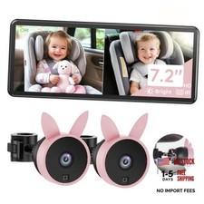 BV3PRO 7.2" 1080P HD Dual Camera Car Baby Monitor for 2 Kids, IR Night