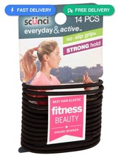 Scunci Black Gel Elastics, No Slip Grip, Strong Hold-Ponytailers, 14 Count...