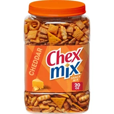 Chex Mix Cheddar Savory Snack Mix, Salty Snacks Tub, 20 oz
