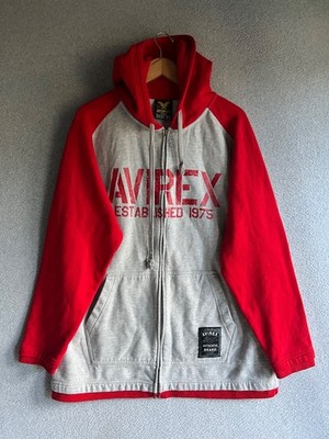 VTG Avirex Jacket Mens XL Full Zip Hooded Y2K Authentic Brand Sweater
