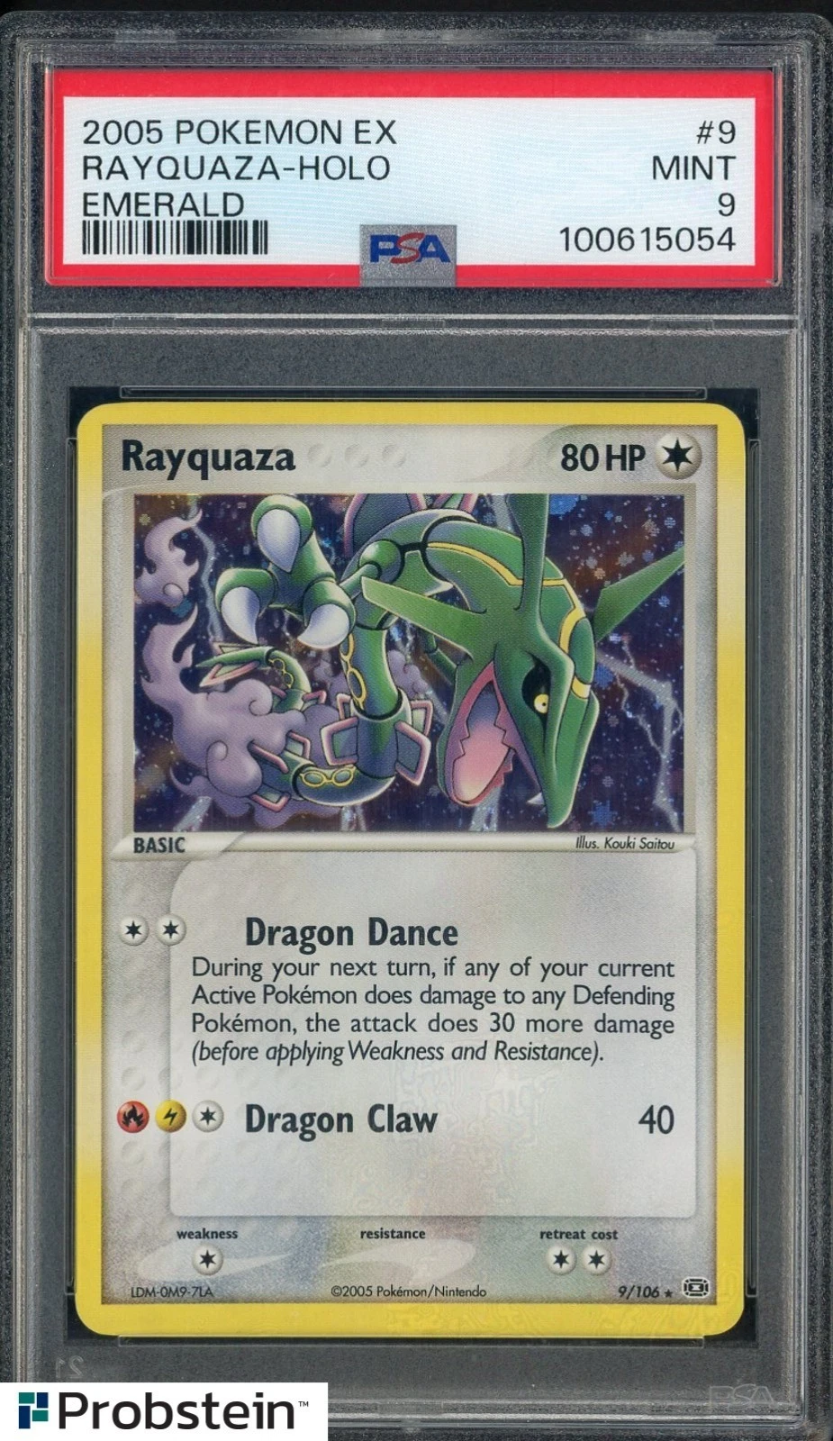 2005 Pokemon Ex Emerald #9 Rayquaza Holo PSA 9 MINT