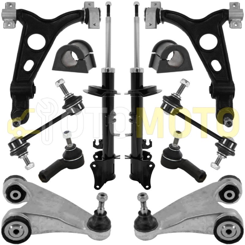 Kit suspensions avant et amortisseurs Alfa Romeo 147 premium en acier allié