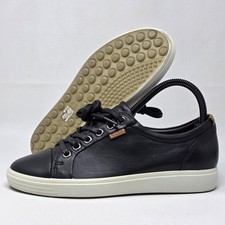 ECCO Soft 7 Women's Size 37 US Sz 6 Black Leather Lace Up Comfort Sneakers Shoes