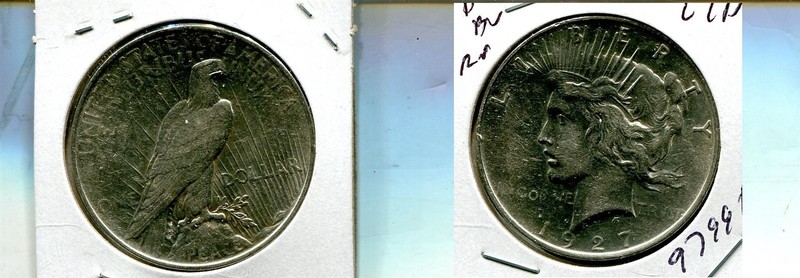 1927 D PEACE SILVER DOLLAR AU BU RIM NICK 9799T