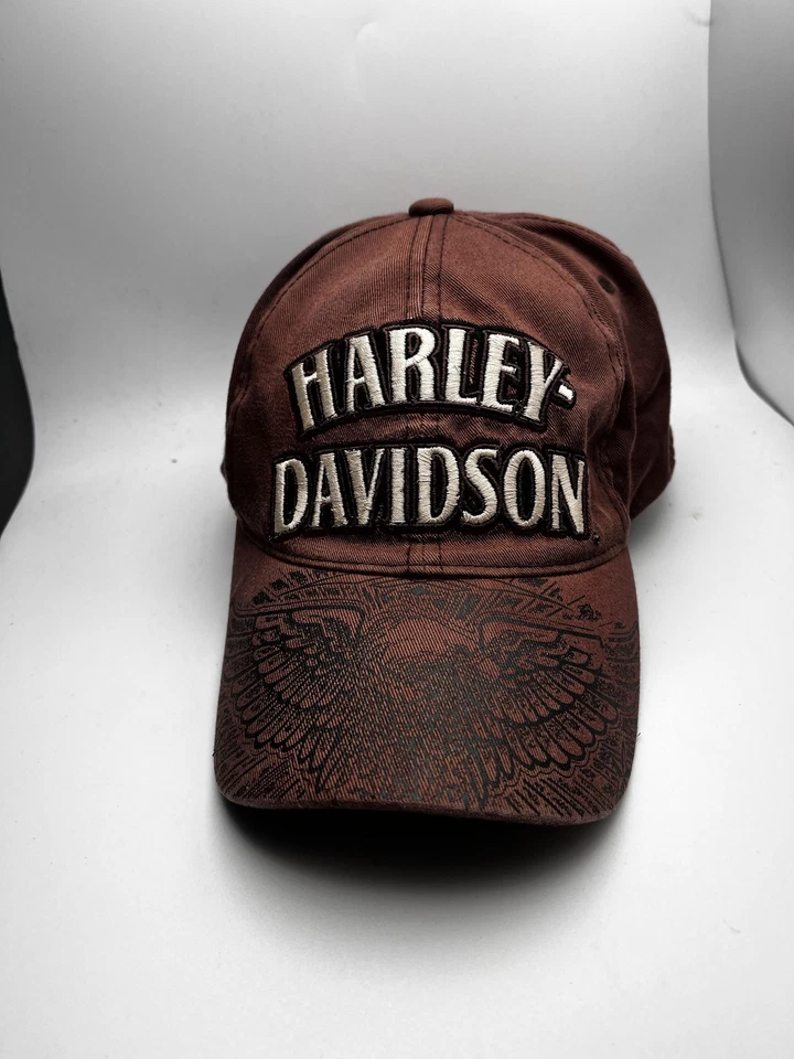 Gorra Harley-Davidson ajustada para hombre con gráfico de águila marrón bordada motocicleta Foto 2 de 4