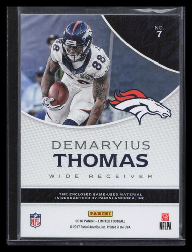 2016 Panini Limited #7 Demaryius Thomas Star Factor Swatches #/49 - Picture 2 of 2