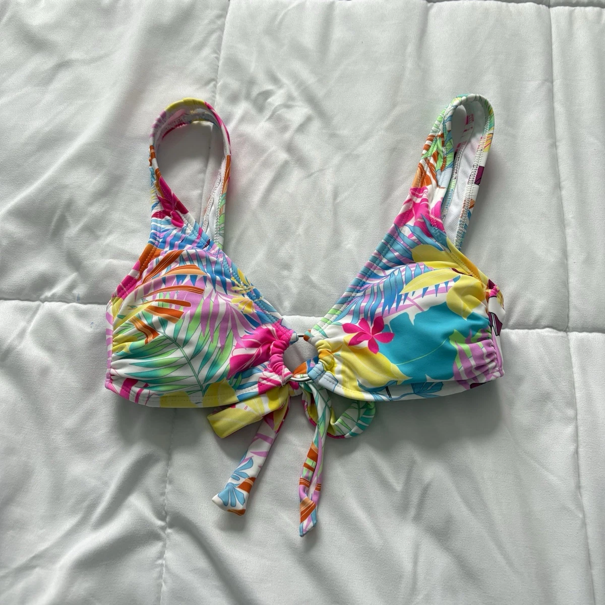 Haut De Maillot De Bain Triangle Rouge À Imprimé Fleurs De Lotus