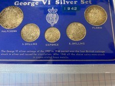 UK GEORGE VI coin SILVER set 1942 in PLASTIC frame