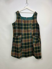 Bloomchic Tartan Pinefore Dress Patch Pockets. Square Neckline plaid Size 30