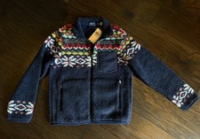 NEW 165 POLO Ralph Lauren Boy's Fair Isle-Inspired Sherpa Fleece Jacket M/10-12